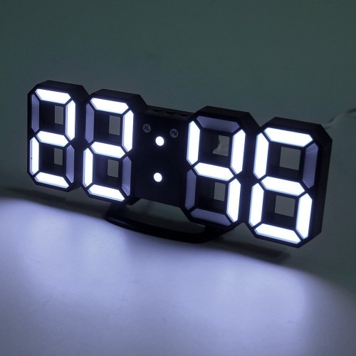 Электронные настольные LED часы с будильником и термометром Caixing CX-2218 белые (белая подсветка)