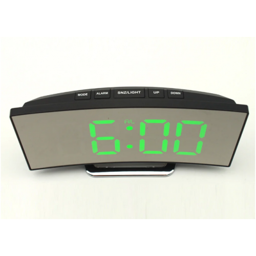 Электронные зеркальные часы настольные EDLT DT-6507 Черные с Зелёной подсветкой