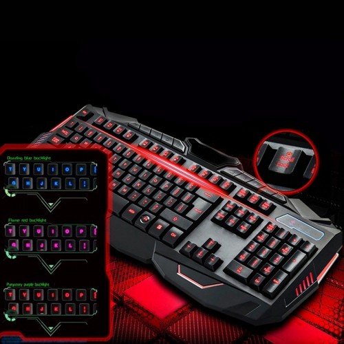 Игровая проводная клавиатура с мышкой и LED подсветкой V100