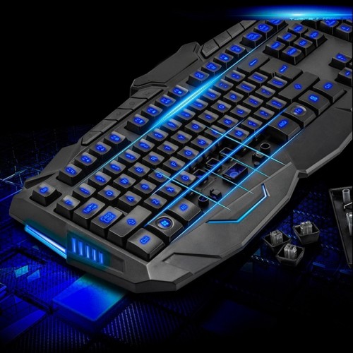 Игровая проводная клавиатура с мышкой и LED подсветкой V100