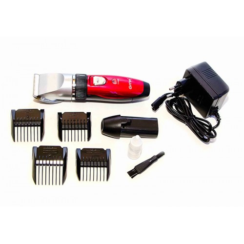 Машинка для стрижки волос Gemei/Geemy GM-6001 + аккумулятор Красная