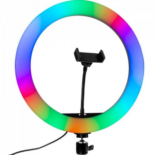 Кольцевая LED RGB лампа 26 см с держателем для телефона селфи кольцо для блогера