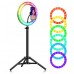 Кольцевая LED RGB лампа 33 см 25 W с держателем для телефона селфи кольцо для блогера СО ШТАТИВОМ