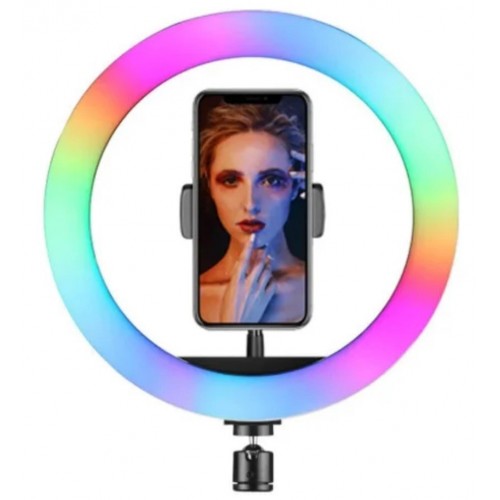 Кольцевая LED RGB лампа 26 см с держателем для телефона селфи кольцо для блогера СО ШТАТИВОМ