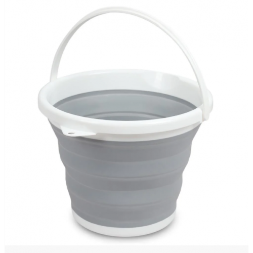 Ведро 10 литров туристическое складное Collapsible Bucket Серый