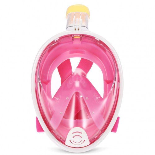 Полнолицевая маска для плавания снорклинга FREE BREATH (S/M) M2068G с креплением для камеры Розовая
