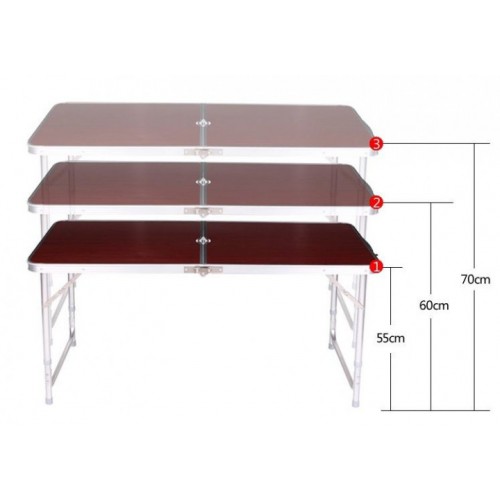 Стол для пикника раскладной со 4 стульями Folding Table 120х60х55/60/70 см 3 режима высоты Коричневый