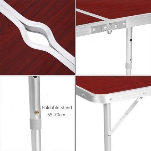 Стол для пикника раскладной со 4 стульями Folding Table 120х60х55/60/70 см 3 режима высоты Коричневый