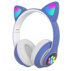 Беспроводные наушники с кошачьими ушками и RGB подсветкой Cat VZV-23M Синие