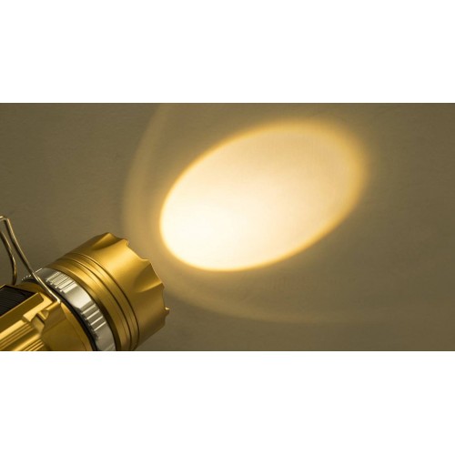 Кемпинговая LED лампа SB 9688 c фонариком и солнечной панелью Золотая