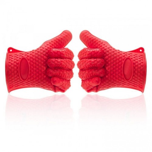 Жаропрочные перчатки-прихватки из силикона Antiscald Gloves Красные