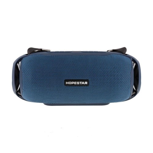 Портативная акустическая стерео колонка Hopestar H48 (Bluetooth, MP3, FM, AUX, Mic, LED) Тёмно-синяя