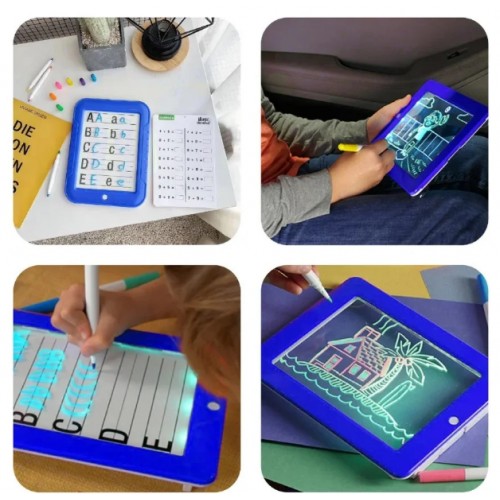 Детский планшет Планшет для рисования Творческий набор Светодиодный планшет для рисования MAGIC SKETCHPAD Синий