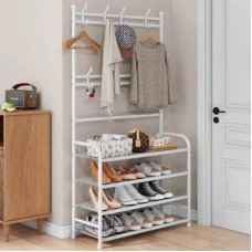 Универсальная вешалка для одежды с полкой для обуви New simple floor clothes rack size 60X29.5X151 см Белая