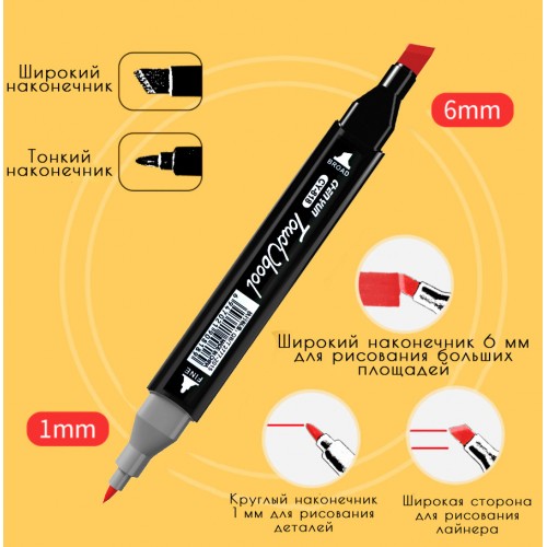 Набор двусторонних маркеров для скетчинга и рисования на спиртовой основе Touch Qiuci 120 шт