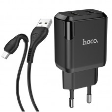 Зарядное устройство 220В 2 USB с кабелем USB - Micro USB Hoco N7 Speedy Чёрный