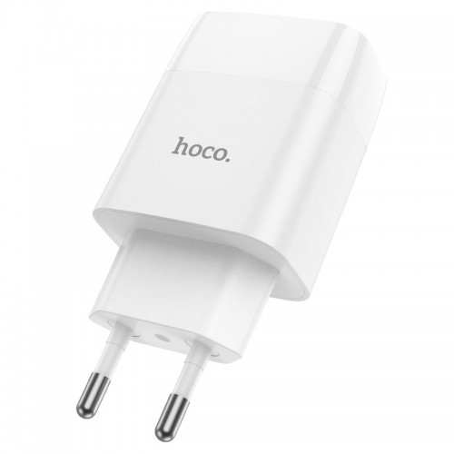 Зарядное устройство 220В 2 USB с кабелем USB - Micro USB Hoco C86A Illustrious с экраном Белый