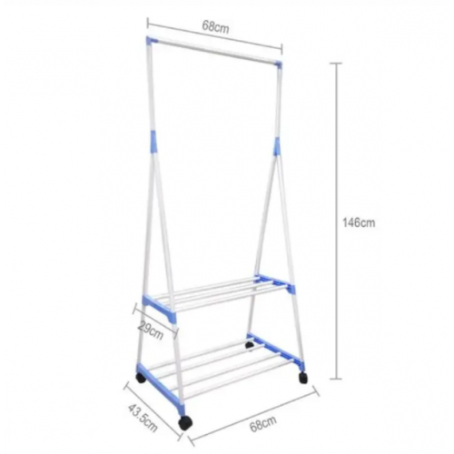 Двух ярусная передвижная напольная вешалка для одежды Clothes Rack Multi-Function