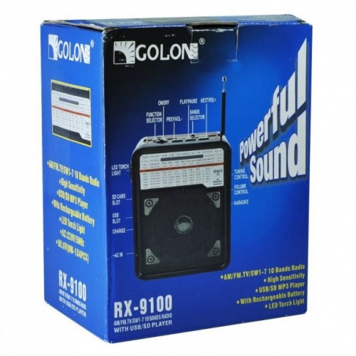 Радиоприемник с USB выходом GOLON RX-9100 Чёрный с коричневым