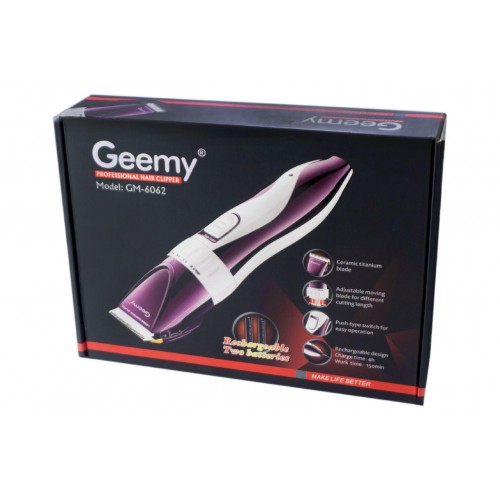 Беспроводная машинка для стрижки волос Geemy GM-6062 с дополнительным аккумулятором
