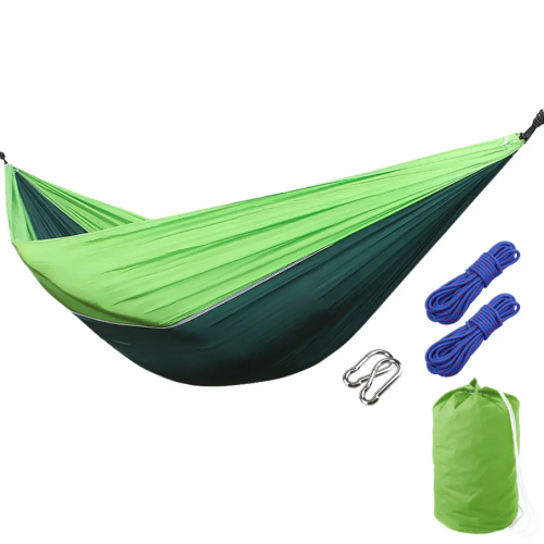 Подвесной нейлоновый туристический гамак Travel hammock Зелёный