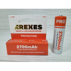 Аккумулятор Arexes 18650 Li-Ion 2700 mAh, 3.7v с защитой Красный