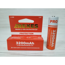 Литий-ионный аккумулятор Arexes 18650 Li-Ion 3200 mAh, 3.7V для приборов с высоким энергопотреблением защита Красный