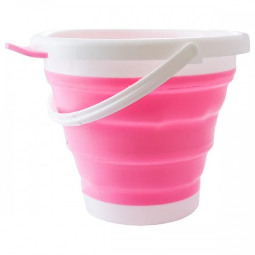 Ведро 10 литров туристическое складное Collapsible Bucket Розовое