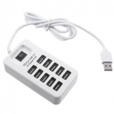 USB Хаб на 10 портов USB 2.0 HUB P-1603 Белый