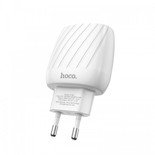 Зарядное сетевое HOCO C78A Highway 2USB 2.4A Micro USB Белый