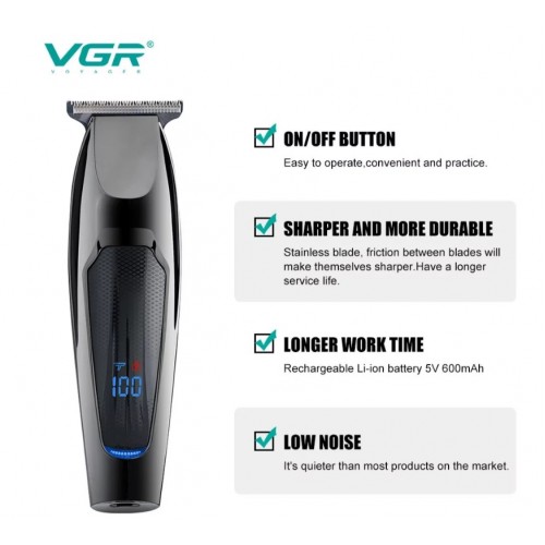 Машинка для стрижки волос триммер VGR V-070 с USB и индикатором зарядки зарядкой