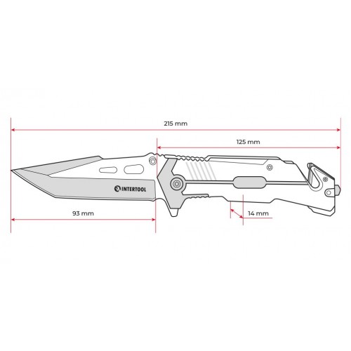 Нож складной 9,3 с лезвием для разрезания ремней INTERTOOL HT-0598