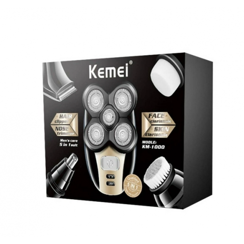 Электробритва роторная для мужчин Kemei KM-1000 5в1 для влажного и сухого бритья с плавающими головками и триммером