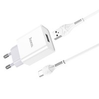 Зарядное устройство HOCO C81A Asombroso два USB порта Type-C со съёмным кабелем Белый