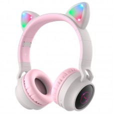 Наушники Hoco W27 Cat Ear Bluetooth с кошачьими ушками и LED подсветкой Серые