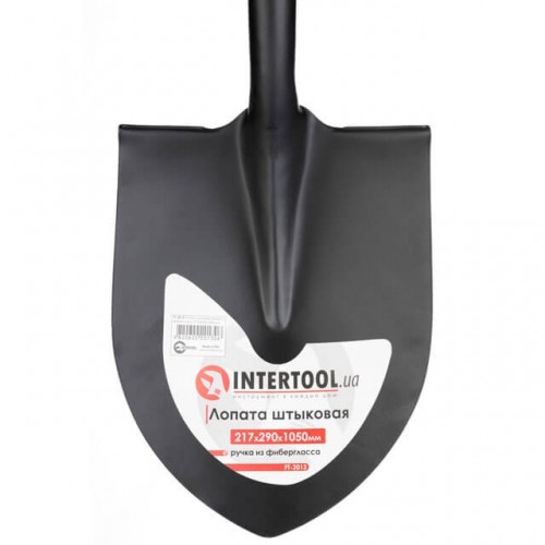 Лопата штыковая, ручка из фибергласса, 217х290х1050 мм INTERTOOL FT-2013