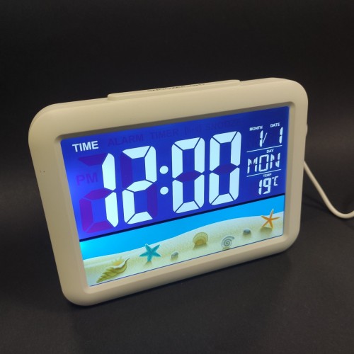 Электронные часы настольные EL-7002 с LED подсветкой с USB-зарядкой Белые