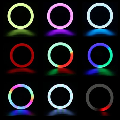 Кольцевая LED RGB лампа 33 см 20W MJ-33 с держателем для телефона селфи кольцо для блогера