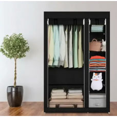 Тканевый шкаф для вещей Storage Wardrobe 88105 складной гардероб 2 секции, 105 х 45 х 170 см Чёрный