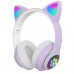 Беспроводные наушники с кошачьими ушками и RGB подсветкой Cat YR-28 Фиолетовые