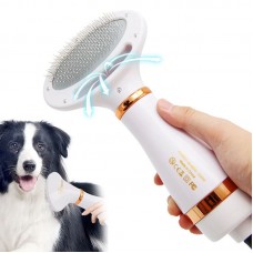 Фен расческа для шерсти собак и кошек Pet Grooming Dryer WN 10 2в1 массажер щетка для груминга животных Белая с золотым