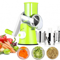 Овочерізка ручна мультислайсер Tabletop Drum Grater DL78 Тертка для овочів та фруктів 3 насадки Зелена