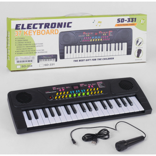 Пианино детское SD 331 с микрофоном, работает от USB и от батареек синтезатор