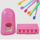 Держатель для зубных счёток с дозатором для зубной пасты Toothpaste Dispenser JX1000 Розовый