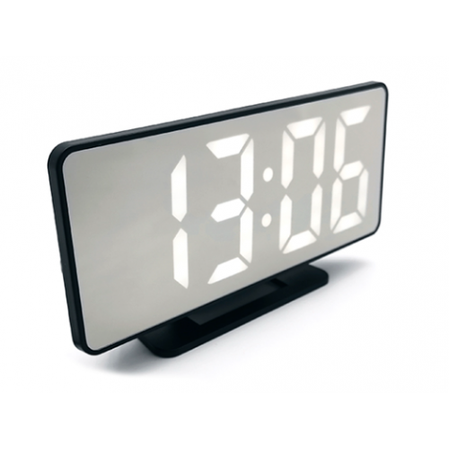 Зеркальные LED часы с будильником и термометром VST-888 Чёрные Белая подсветка