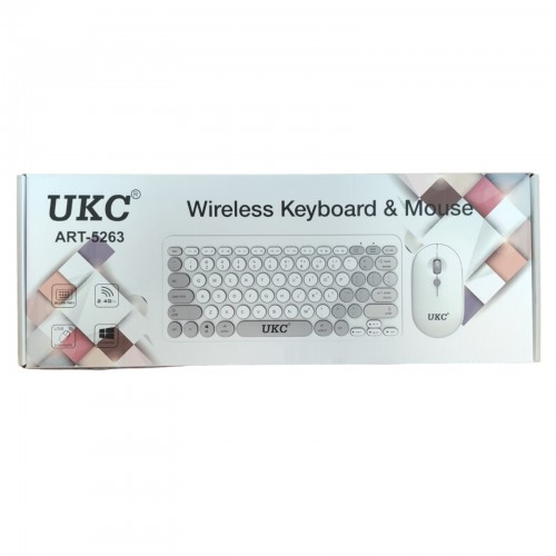 Беспроводная клавиатура mini и мышь keyboard 5263 + приёмник Белая