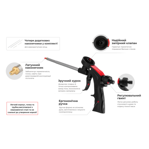 Пистолет для пены + 4 насадки INTERTOOL PT-0608