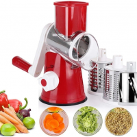 Овочерізка ручна мультислайсер Tabletop Drum Grater DL78 Тертка для овочів та фруктів 3 насадки Червона