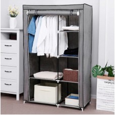 Тканевый шкаф для вещей Storage Wardrobe 88105 складной гардероб 2 секции, 105 х 45 х 170 см Серый