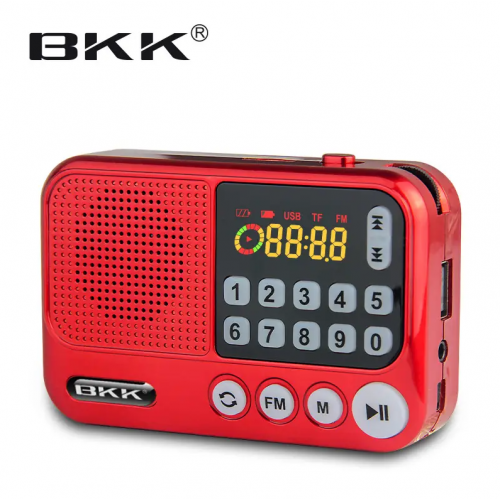 Радиоприёмник с FM USB MicroSD BKK S99 радио на аккумуляторе 18650 Красный